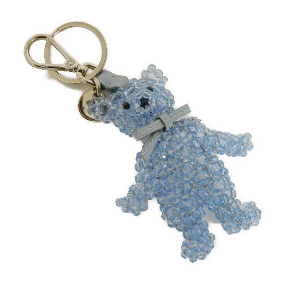Prada Saffiano Trick Bear Keychain, Clear Light Blue Bag Charm, Logo Medallio...